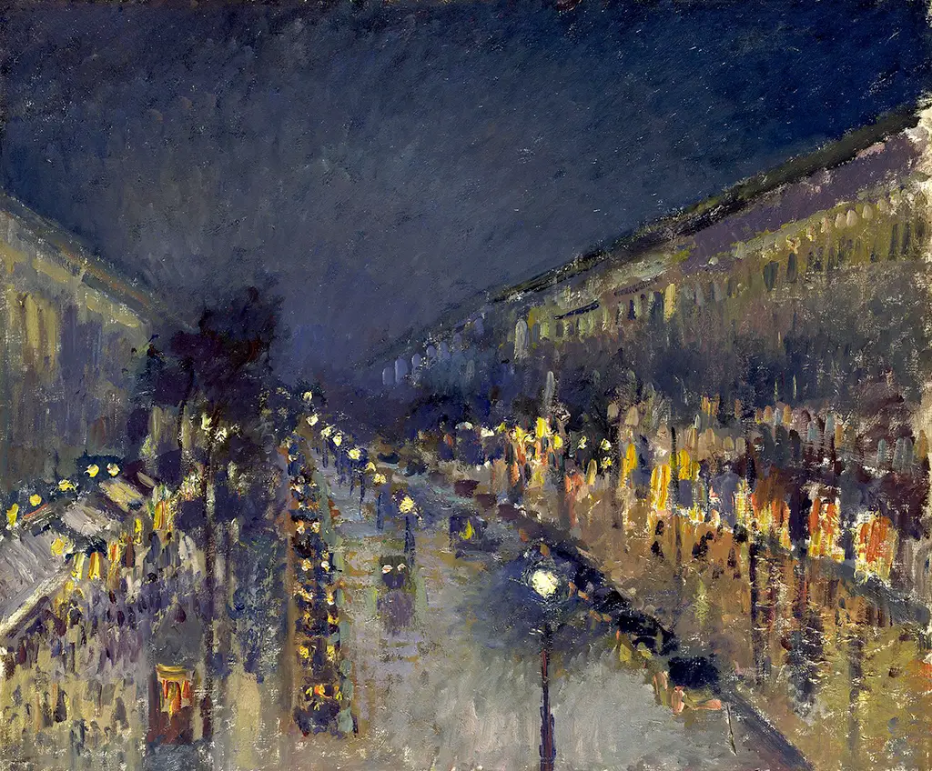 The Boulevard Montmartre at Night Camille Pissarro